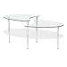 Walker Edison Modern Glass Coffee Table Living Room Accent Ottoman Storage Shelf, 37 Inch, Glass