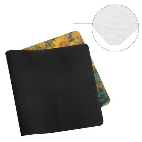 Image of Cat Sunflower Extended Gaming Mouse Pad, with Stitched Edges Large Mouse Pad Desk Protector, Rubber Base Mousepad Keyboard Mouses Mat for Work Game Office Home- 32 inch X 16 inch Inch
