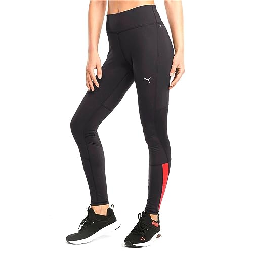 PUMA Women's Run Favorite Long Tights, Black-Sunblaze, Small