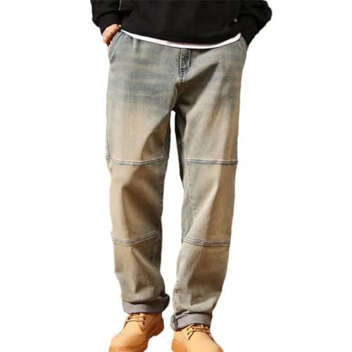 Men’S Relaxed Fit Straight-Leg Denim Trousers Wash Jeans for All-Season Casual Daily Wear