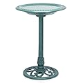 Alpine Corporation TEC116, 20" L x 20"W x 28"H, Aged Green Birdbath