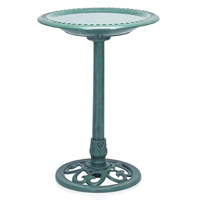 Alpine Corporation TEC116, 20" L x 20"W x 28"H, Aged Green Birdbath