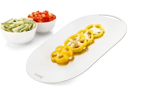 Image of Clazkit Ovel Stainless Steel Chopping Cutting Board Vegetable,Fruit,Bread & Meat Durable Safe & Heavy Duty(405 X 255 X 1mm)