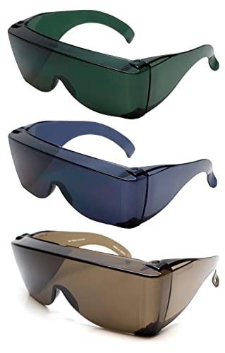 Calabria 3000 Fitover Safety Glasses with Uni-Lens – [Copper/Green/Smoke - 3 Pack] Wrap Around Eye Protection | Anti-Fog Scratch Resistant | Protective Eyewear