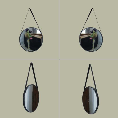 Image of Quality Glass Metal Frame Round Wall Mirror Royal Mirror Home Decorative Mirror Modern Mirror Living Room Mirror Wall Mirror Bathroom Mirror Size 24x24 inches Color Black MF 31