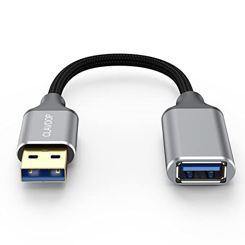 CLAVOOP Short USB Extension Cable 6 inch USB A 3.0 Extender Male to Female Cord Braided Compatible with Flash Drive Printer Camera Mouse Keyboard Headset Phone