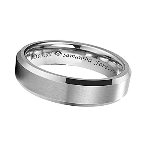 Personalized Men's Brushed Center with Beveled Mirror Edge Ring Custom Engraved Free - Ships from USA Cover