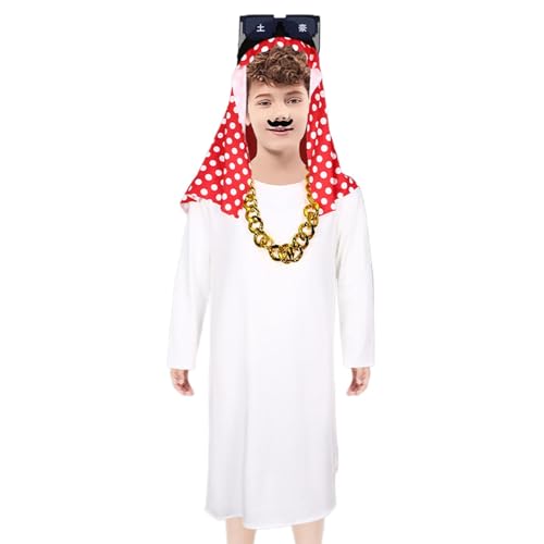 Ruyeiig Disfraz de Arabia Saudita para hombres - Halloween Carnival Príncipe Árabe Cosplay Robe, Cosplay Robe, Ropa de Cosplay, Halloween, Carnaval Fiesta, Disfraz de Rol en Oriente Medio