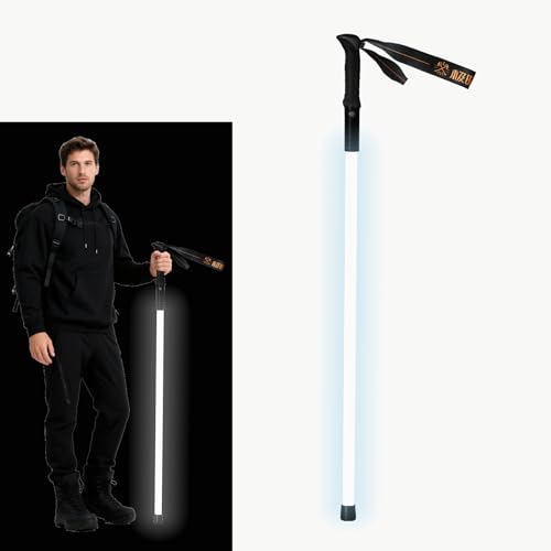Luminous Trekking Poles with Lightsaber Design & Glowing Walking Cane - LED Light for Hiking, Seniors & Outdoor, Ultra-Lightweight Waterproof Hiking Stick for Night Walking, Camping, Men & Women