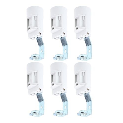 Uonlytech 6 Piezas de Portalámparas E14 Base de Rosca Soporte Metálico Blanco de 70 MM Kit para Lámparas Colgantes y Bricolaje Enchufes de Luz Resistentes al Calor para Cocina y Salón