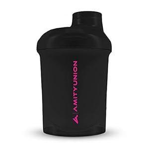 Small Protein Shaker 400 ml Black Purple Deluxe – ORIGINAL AMITYUNION – Lekvrije proteïneshaker voor proteïnedranken…