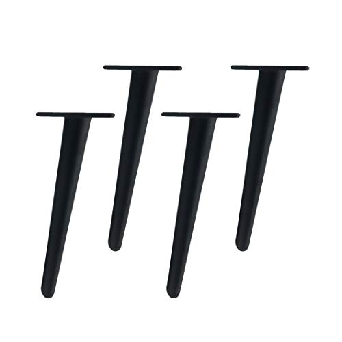 Genérico 4 Piezas de Patas de Madera para Muebles de Metal Inclinadas Y Cónicas para Mesa de Café Mesa de Comedor Escritorio Mesita de Noche Accesorios de Hardware Negros (12 cm)