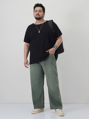 Image of Urbano Plus Men's Loose Baggy Fit Heavy Washed Jeans Non-Stretchable