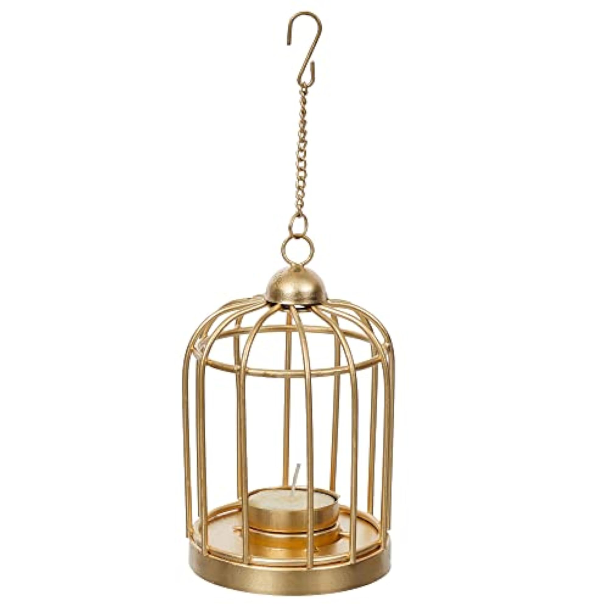 Metal Iron Bird Cage Tea Light Holder with Diwali Diya