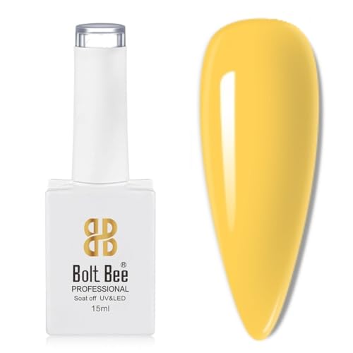 Image of Bolt Bee Pastel Yellow Color Gel Nail Polish Soak Off UV Gel DIY at Home Manicure Salon Nail Art