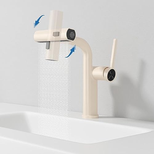Grifo extraíble de baño con 3 funciones de chorro para lavabo monomando gris 3