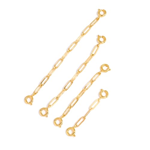 FAMARINE 4 PCS Gold Necklace Extender Chain for Women Gold Extension Bracelet Link for Delicate Jewelry
