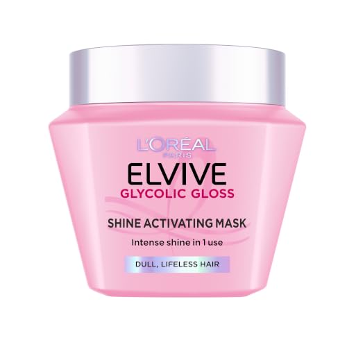 LOréal Paris Elvive Glycolic Gloss Shine Activating Hair Mask With 13% Gloss Complex Provides Intense Shine in One Use For Dull Lifeless Hair 300ml