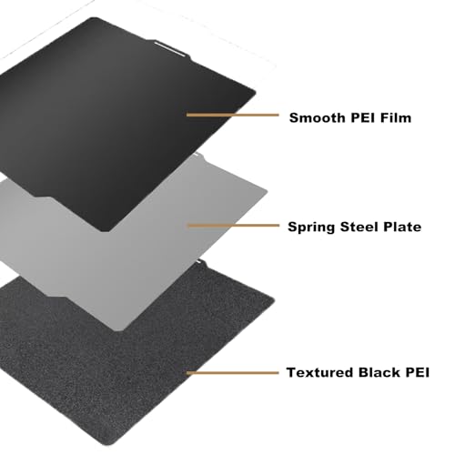 3D Printer Black Smooth PEI Textured PEI Bambu Labs Build Plate for Bambu Labs X1 X1C X1E P1P P1S A1, PEI Spring Steel Sheet Plate Flexible Platform 257x257mm for Bambu Lab 3D Printers - Thumbnail 3