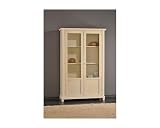 Mar.c.a. Design - Vitrina clásica con 2 puertas de cristal, madera de álamo, estantería de cristal estilo arte pobre, nogal oscuro o marfil pátino, medidas 120 x 40 x 189 (marfil pálido), 477F-577F