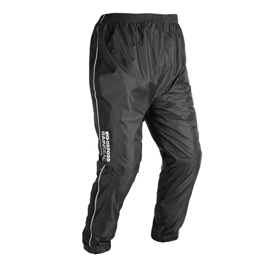Oxford Rainseal Thermal Waterproof Over Pant | Motorcycle Rainwear Bike Wet Weather Gear, Black, M