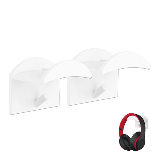 thirei Soporte para Auriculares, no Requiere Taladrar Soporte Auriculares de Gel de Sílice, Headset Stand con Gancho, Headset Stand con Gancho, Soporte Auriculares, Blanco, 2 Piezas