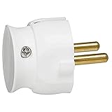 Serre-câble à vis Legrand - Fiche extra-plate mâle sans terre - 16A - sortie latérale - blister - blanc