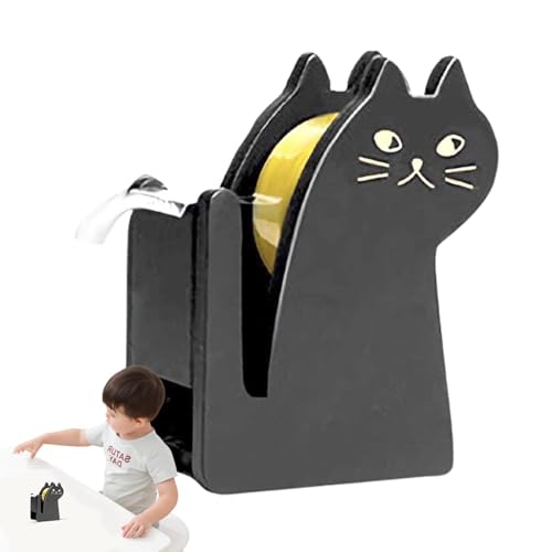 Cortador de cinta, dispensador de escritorio con forma de gato de madera, soporte de cinta de animales, adhesivo portátil, herramienta de corte para manualidades, accesorio de papelería