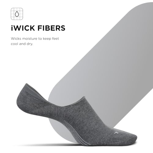 Image of Feetures Everyday Men's Ultra Light Invisble No Show Sock, Gray, XL
