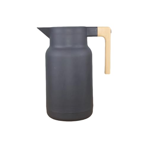 多目的サーマルピッチャー 1L 容量木製グリップと正確な注ぎ口ドリンクコンテナ滑り止め木製グリップサーマルフラスコ