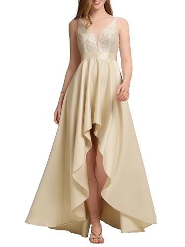 Ever-Pretty Women's Sequin Sleeveless High-Low Plus Size Maternity Dress for Women Gold US20