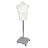 Azar 900500-WHT White Plastic Male Bust on Wheeled Plastic Base