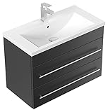 Lavabo incluido Mueble de baño Mars 700 SlimLine Negro brillo sedoso