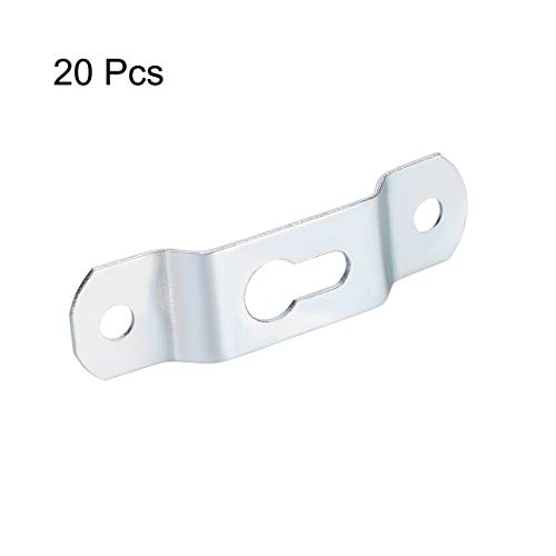 Image of uxcell Keyhole Hanging Plate, 49mm x 13mm Single Hole Hook for Picture Frames with Screws, 20 Pcs (Silver Tone)