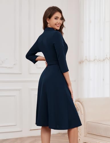 Image of Meetjen Women's Vintage Tea Party Formal Church Dress Long Sleeve