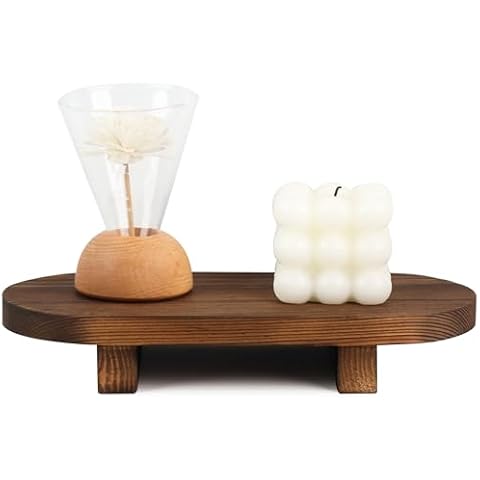 BEARDO DECOR Small Wood Tray Bathroom Counter Organizer Wooden Riser for Decor Soap Food Counter Top Organizer Bathroom Kitchen Bedroom Living Room (Dark Color) Cover