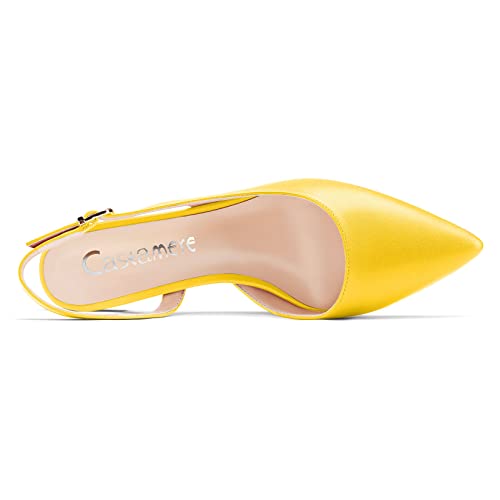 Escarpins slingback à bout pointu et talon chunky chic jaune mat Castamere - 4