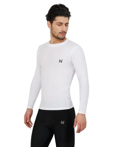 Image of NINQ Men's 1 Or 3 Pack Compression Shirts Long Sleeve, Base-Layer Quick Dry Workout T Shirts Sports,Gym, Running T-Shirt (Large, WHITE 2)