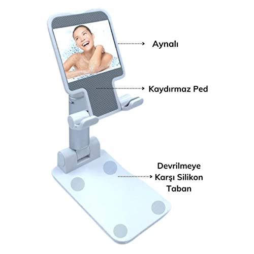 BUFFER® Pembe Cep Telefonu Sabitleyici Stand Katlanabilir Ayarlanabilir Telefon Standı