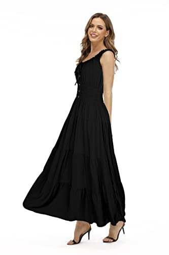 Image of OSTOO Women's 2026 Summer Boho Floral Print Tiered Casual Flowy Long Maxi Dress