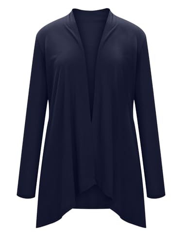 Image of Women's Drape Front Open Cardigan Casual Lightweight Long Sleeve Cardigans Flowy Tops with Pockets