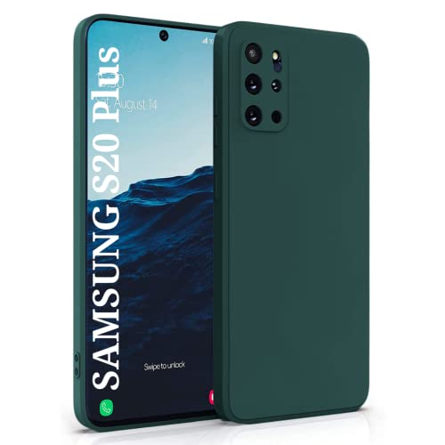Image of DIZORO Liquid Silicone Case with Microfiber Coushioning Compatible for Samsung Galaxy S20 Plus Shockproof Slim Back Cover, Gel Rubber Full Body Protection - Forest Green