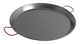 Oster Cocina Corrales Paella Round Carbon Steel Pan with Stainless Steel Handles, Red, 18