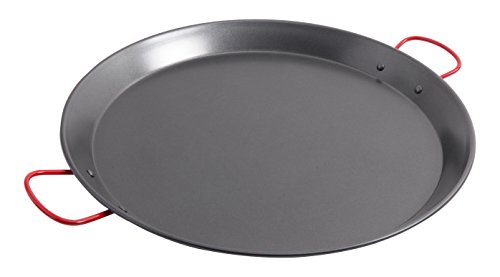Oster Cocina 111894.01 Corrales Paella Round Carbon Steel Pan with Stainless Steel Handles, Red