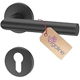 Ensemble poignée de porte et rosace inférieure pour serrure à cylindre.