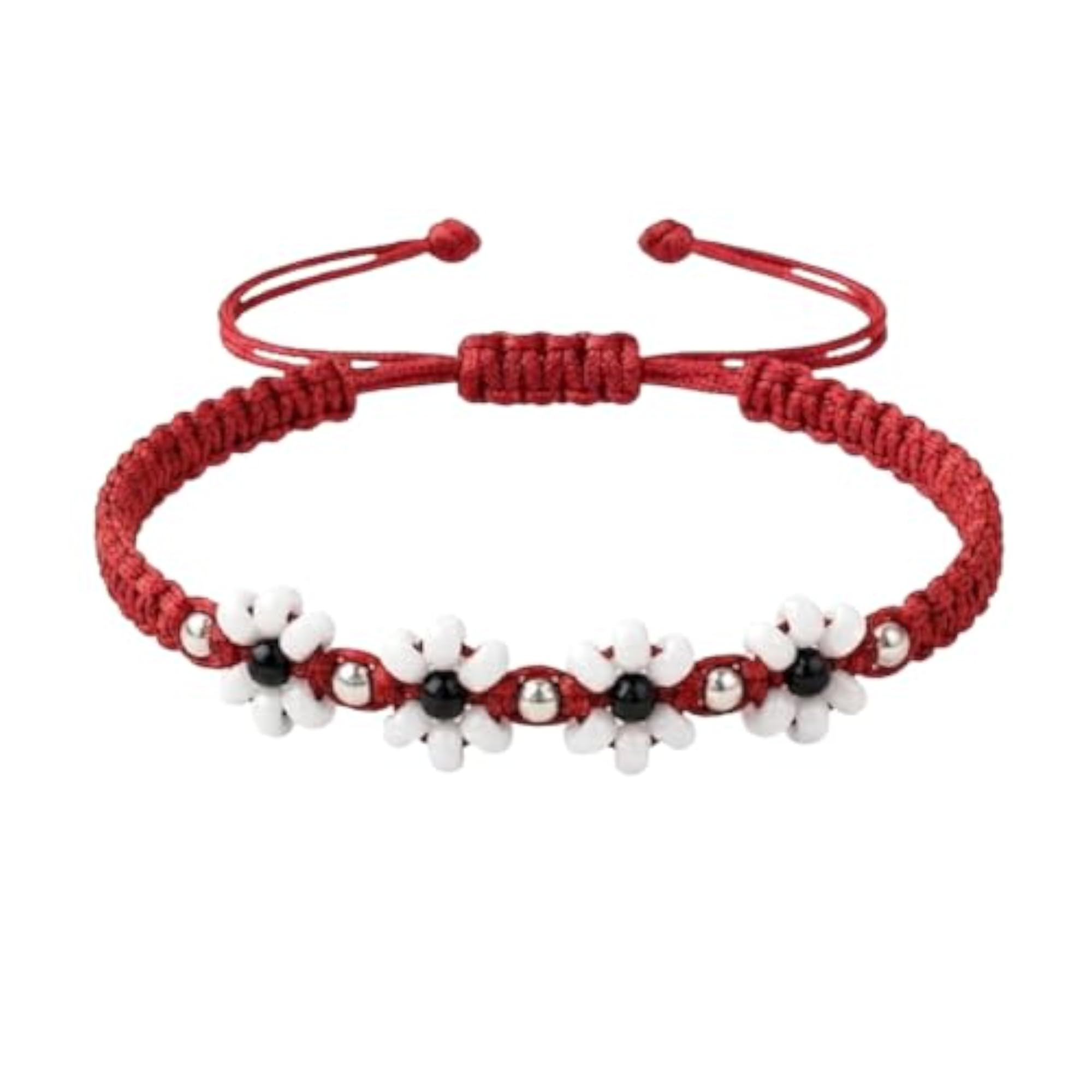 Women's 925 Sterling Silver Handmade Red Thread Adjustable Anklet