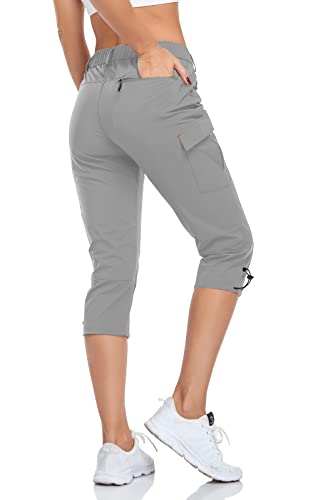 Flewolch Women's Hiking Cargo Pants Lightweight Outdoor Camping Capris Water Resistant Upf 50 With Zipper Pockets #TOP1