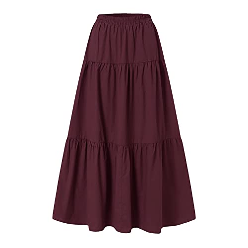Long Skirts for Women Maxi Skirt Drawstring High Waisted Summer Long Skirts Lightweight Tiered Flowy Pleated Skirts3