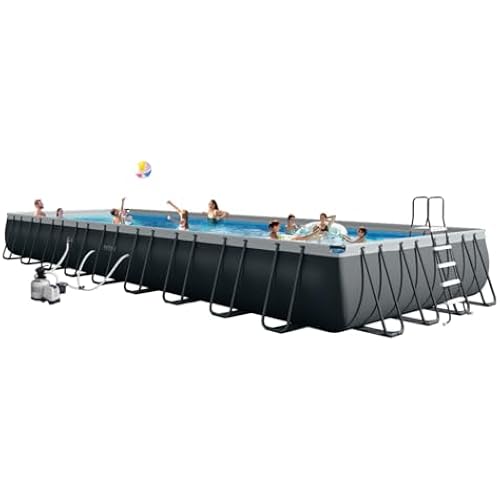 INTEX 26379MZ 36ft x 18ft x 52in Ultra XTR Deluxe Rectangular Above Ground Swimming Pool Set, Includes 2650 GPH Sand Filter Pump, Saltwater System, SuperTough Puncture Resistant, Rust Resistant