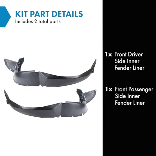 Image of TRQ Front Inner Fender Liner Set Compatible with 2005-2007 Buick Terraza 2005-2008 Chevrolet Uplander Saturn Relay GM1250108 GM1251108